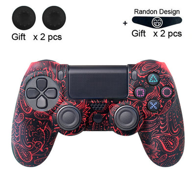 Bright yellow silicone protective cover for a PS4 controller, featuring black buttons and colored action symbols. - Image 40