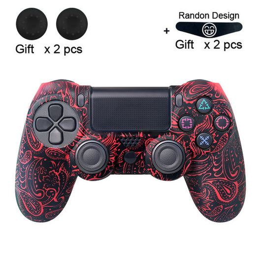 Bright yellow silicone protective cover for a PS4 controller, featuring black buttons and colored action symbols. - Image 40