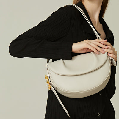 Bolso Bandolera de Cuero Vacuno con Pliegues - Image 2