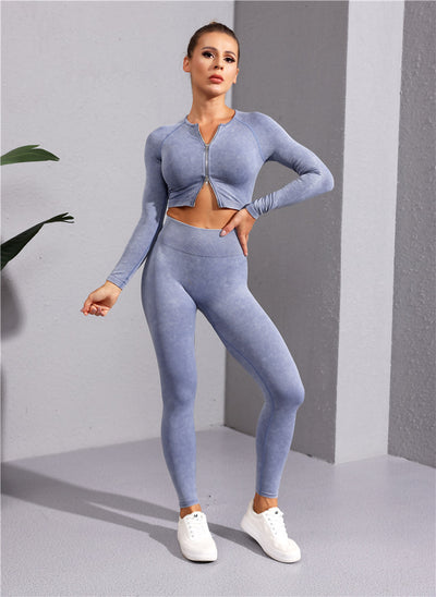 Conjunto Deportivo Yoga Mujer: Top sin Costuras y Pantalones Ajustados - Image 37