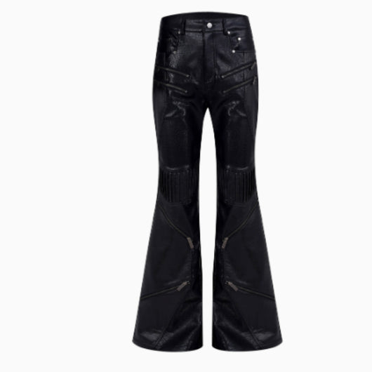 Pantalones de Cuero para Hombre con Diseño de Cierre - Otoño - Image 2