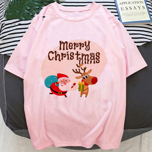 Playera Navideña con Estampado de Papá Noel y Reno - Image 34