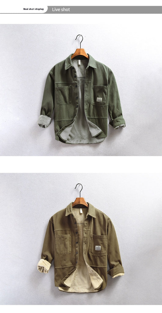 Chamarra de Trabajo Casual para Hombre con Forro de Algodón y Terciopelo - Image 10