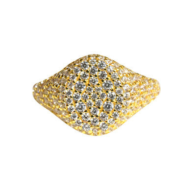 Anillo de Plata 925 Cuadrado Diamantado Estilo Minimalista Frío