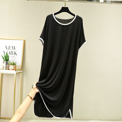 Vestido Modal Mujer Cuello Redondo Manga Corta Casual - Image 2
