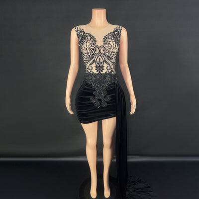 Vestido de Noche Elegante con Cola Lateral para Cantantes y Eventos - Image 14