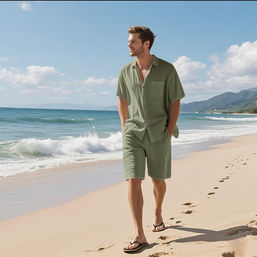 Camisa de Lino Transpirable Manga Corta para Playa - Image 3