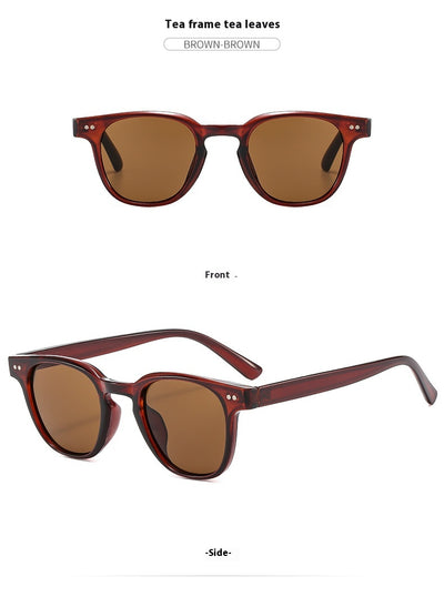 Brown square-frame sunglasses with brown lenses, suitable for sun protection and fashion wear. - Image 23