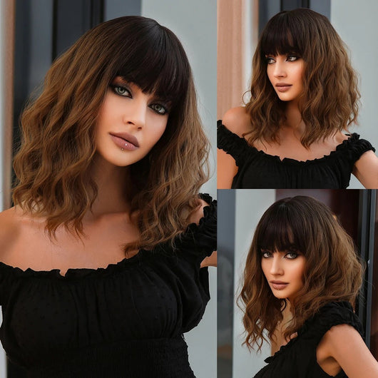 Peluca Corta Rizada con Flequillo - Cabello Completo - Image 5