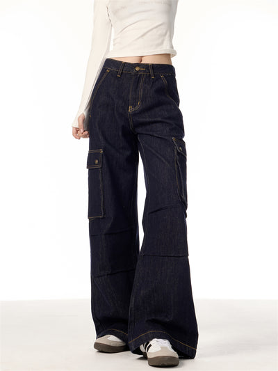 Pantalones Cargo Rectos de Pierna Ancha para Mujer con Múltiples Bolsillos - Image 15