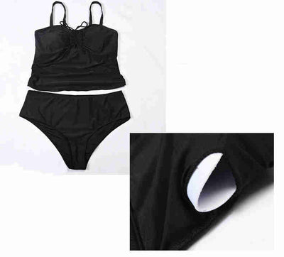 Bikini Talla Grande con Tirantes Fruncidos y Color Sólido - Image 10