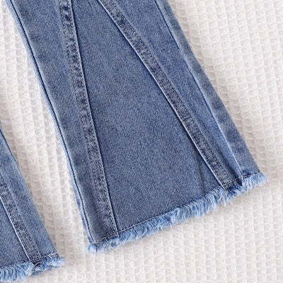 Conjunto de Pantalones Denim Microacampanados de Dos Piezas - Image 11