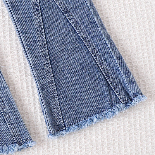 Conjunto de Pantalones Denim Microacampanados de Dos Piezas - Image 11