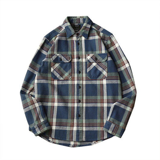 Camisa de Cuadros Gruesa Retro para Hombre con Manga Larga - Image 24