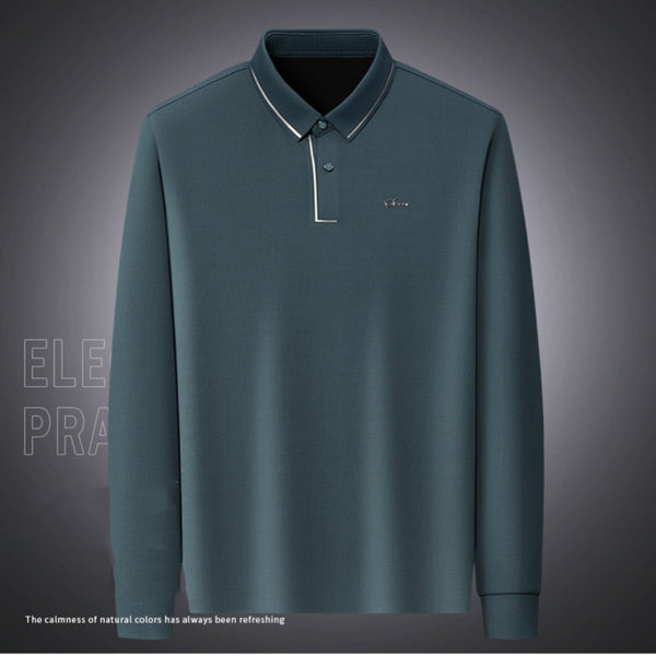 Camisa Térmica de Manga Larga para Hombre con Cuello Solapa y Tela Elástica
