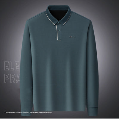 Camisa Térmica de Manga Larga para Hombre con Cuello Solapa y Tela Elástica