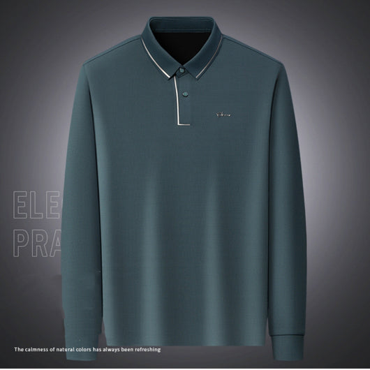 Camisa Térmica de Manga Larga para Hombre con Cuello Solapa y Tela Elástica