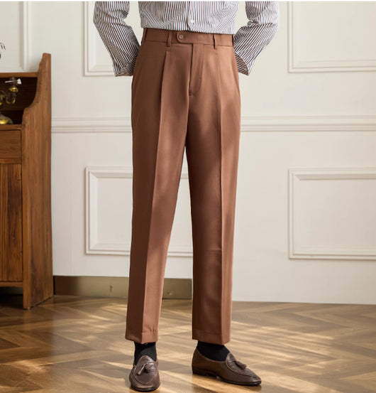 Pantalón de Talle Alto Estilo Retro sin Planchado con Cintura Elástica - Image 8