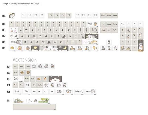 Keycaps Mecánicos Custard Cute - Compatible 68, 75, 98, 100 Teclas - Image 3