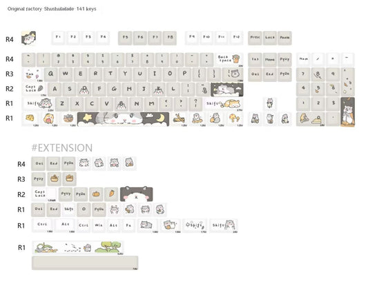 Keycaps Mecánicos Custard Cute - Compatible 68, 75, 98, 100 Teclas - Image 3