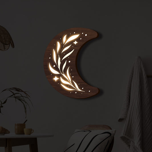 Lámpara Colgante Bohemia con Hoja de Madera Tridimensional