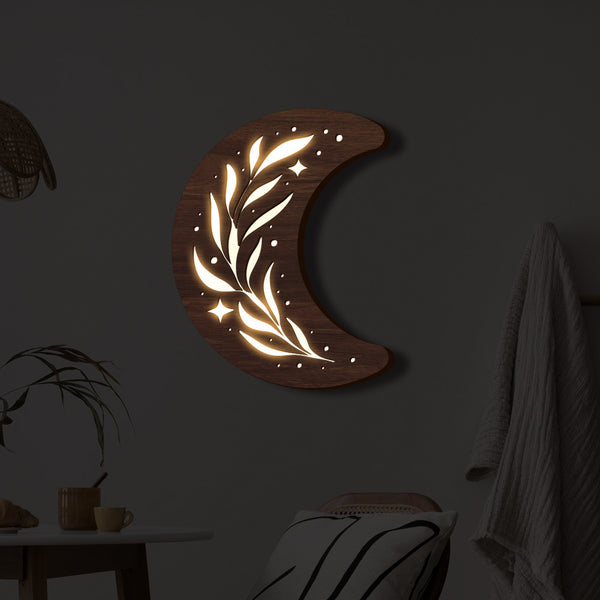 Lámpara Colgante Bohemia con Hoja de Madera Tridimensional