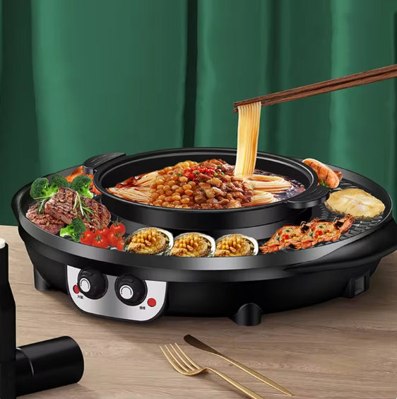 Olla Multifuncional 2 en 1: Hot Pot y Parrilla para el Hogar