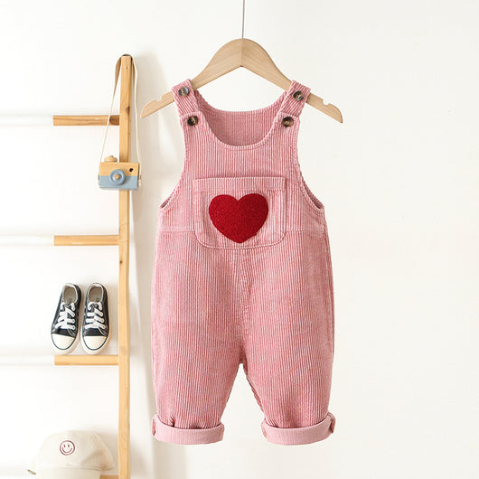 Enterizo de Pana con Tirantes y Bordado Love para Niños y Niñas - Image 4