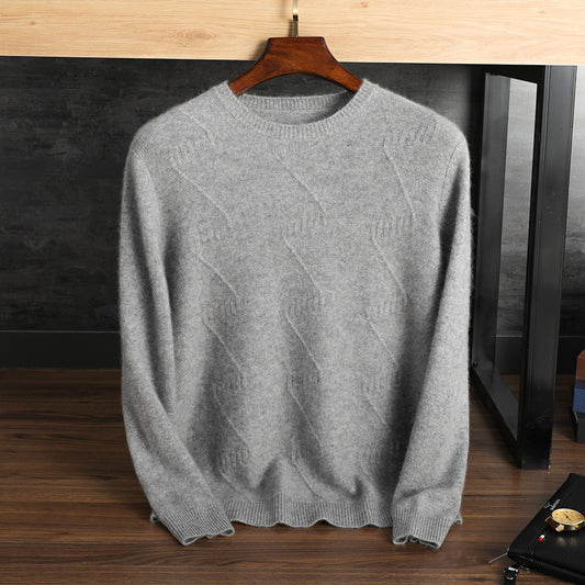 Suéter de Cachemira Pura para Hombre - Cuello Redondo Jacquard