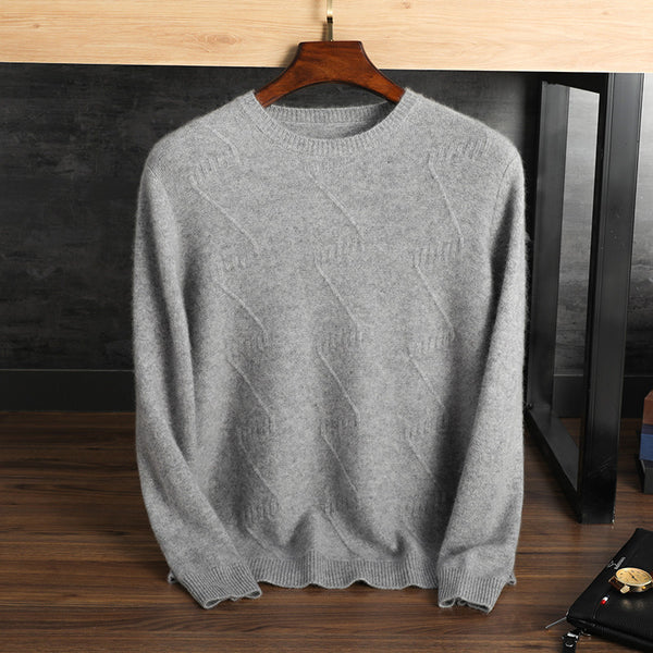 Suéter de Cachemira Pura para Hombre - Cuello Redondo Jacquard