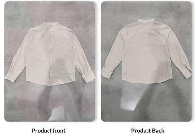 Camisa de Lino Transpirable para Hombre con Cuello Mao y Manga Larga - Image 12