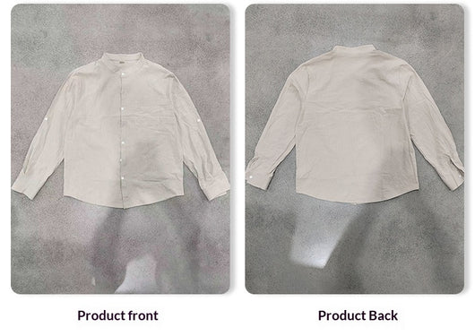 Camisa de Lino Transpirable para Hombre con Cuello Mao y Manga Larga - Image 12