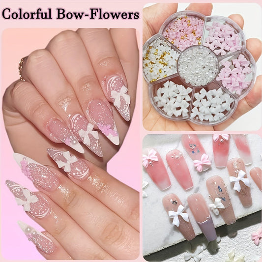 Adornos de Uñas de Resina Perla con Moño Mixto - Image 2