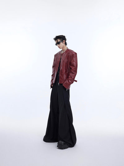 Abrigo de Cuero para Hombre con Hombros Acolchados Texturizados - Image 10
