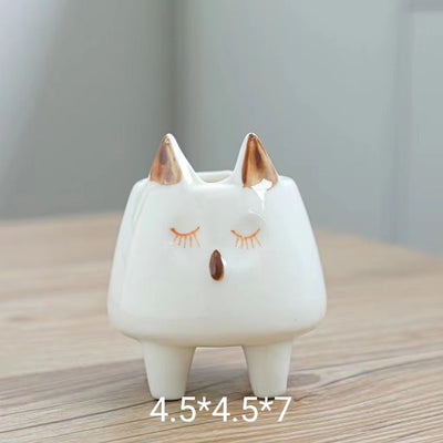 Maceta Decorativa Pintada a Mano con Diseños de Animales para Plantas - Image 22