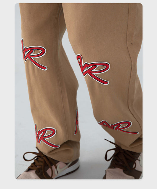 Jeans Rectos Vintage con Bordado de Letras en Cuero - Image 6