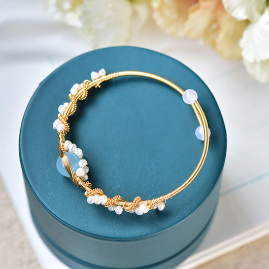 Pulsera de Perlas Dorada Tejida - Estilo Vintage Elegante - Image 6