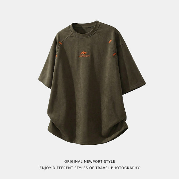 Playera Estructurada de Manga Corta con Textura Combinada para Hombre