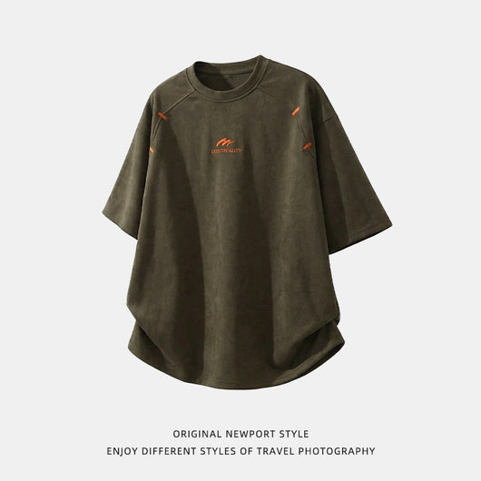 Playera Estructurada de Manga Corta con Textura Combinada para Hombre