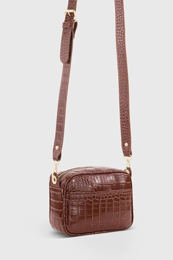 Bolso Bandolera Texturizado en Relieve de Cocodrilo para Mujer