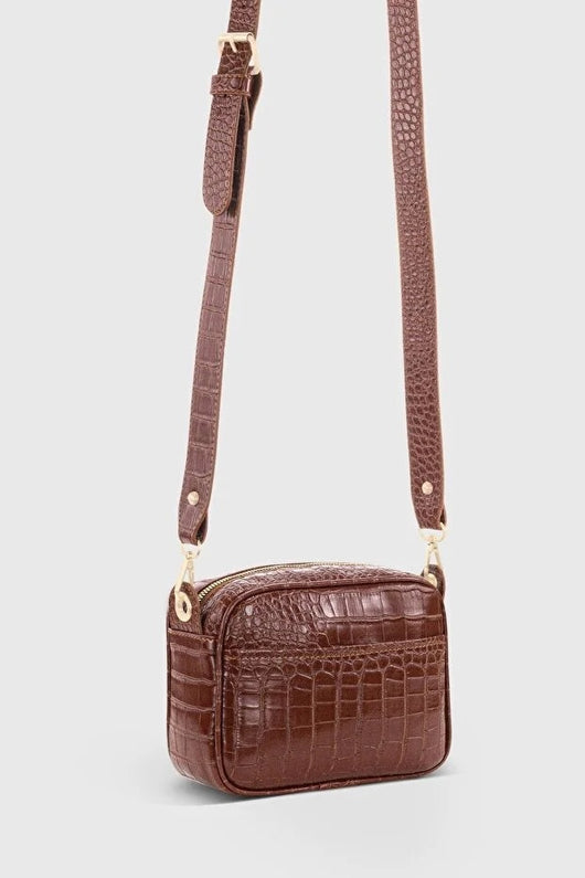 Bolso Bandolera Texturizado en Relieve de Cocodrilo para Mujer