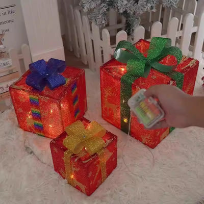 Set de 3 Cajas de Regalo Navideñas con Luces LED Decorativas - Image 2