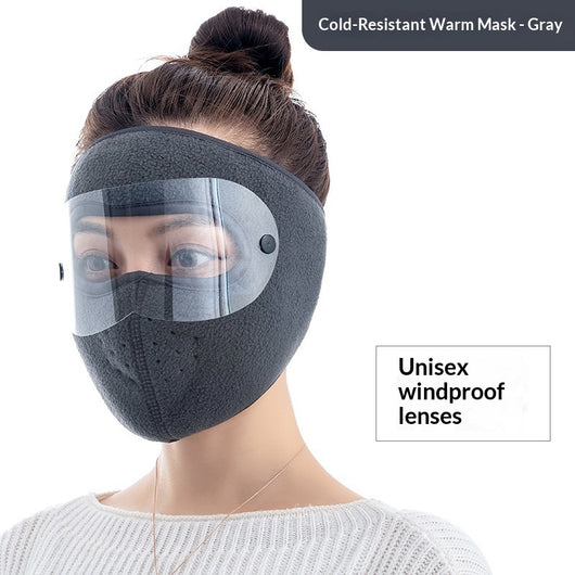 Black fleece winter cycling mask with clear windproof goggles, covering face, neck, and ears for cold protection. - Image 8