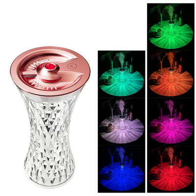 Rose gold and clear crystal-like desktop humidifier with a faceted body and an atmosphere lamp function. - Image 8