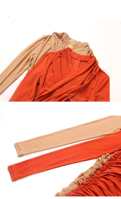 Vestido Largo Plisado Cintura Alta con Mangas Largas - Image 8