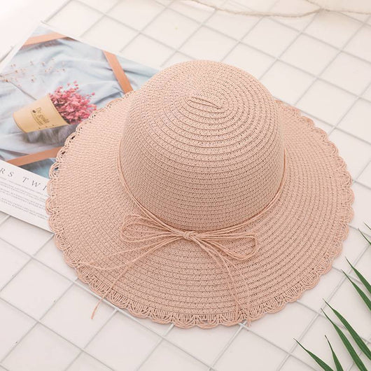 Sombrero de Paja Plegable con Encaje y Mariposas para Verano - Image 2