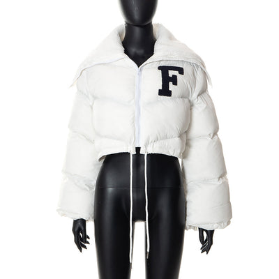 Chaqueta Acolchada Casual para Mujer con Cuello de Pelaje y Cordón Ajustable - Image 9
