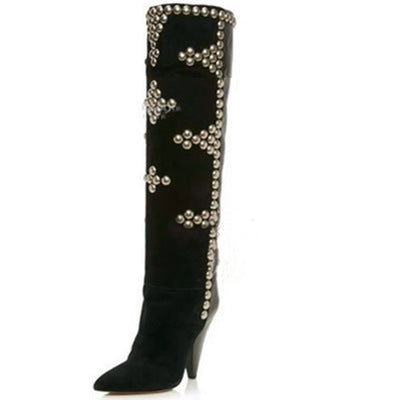 Botas Over the Knee con Tacón Cuña y Punta Studs - Image 21