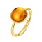 S925 Plateado Natural Amber Geometric Round Ring Natural amber adjustable