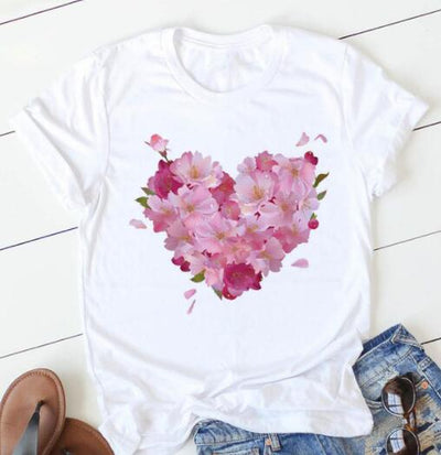 Playera Estampado Flores Love Manga Corta - Image 10